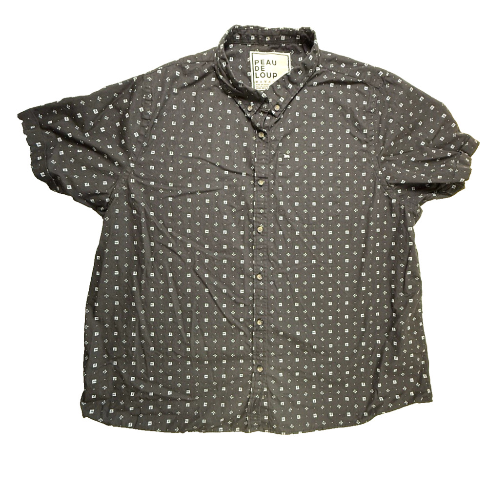 Peau De Loup mens SS shirt XL 52 in chest black white Metro Hipster EUC